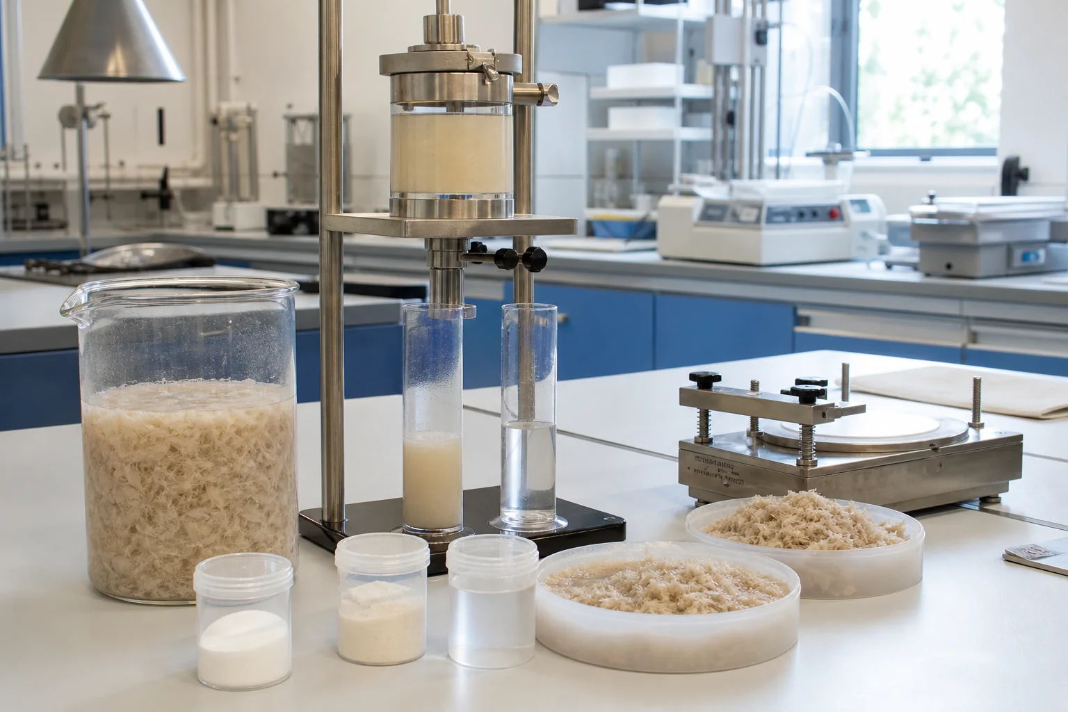 Paper wet-end laboratory retention and drainage test with pulp furnish